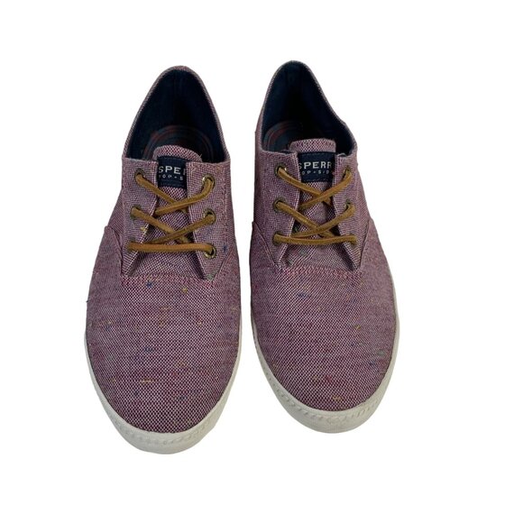 Sperry Top Sider Boat Shoe Sneaker Size 11 Purple Flecked Canvas Rawhide Lace Up - Picture 3 of 15